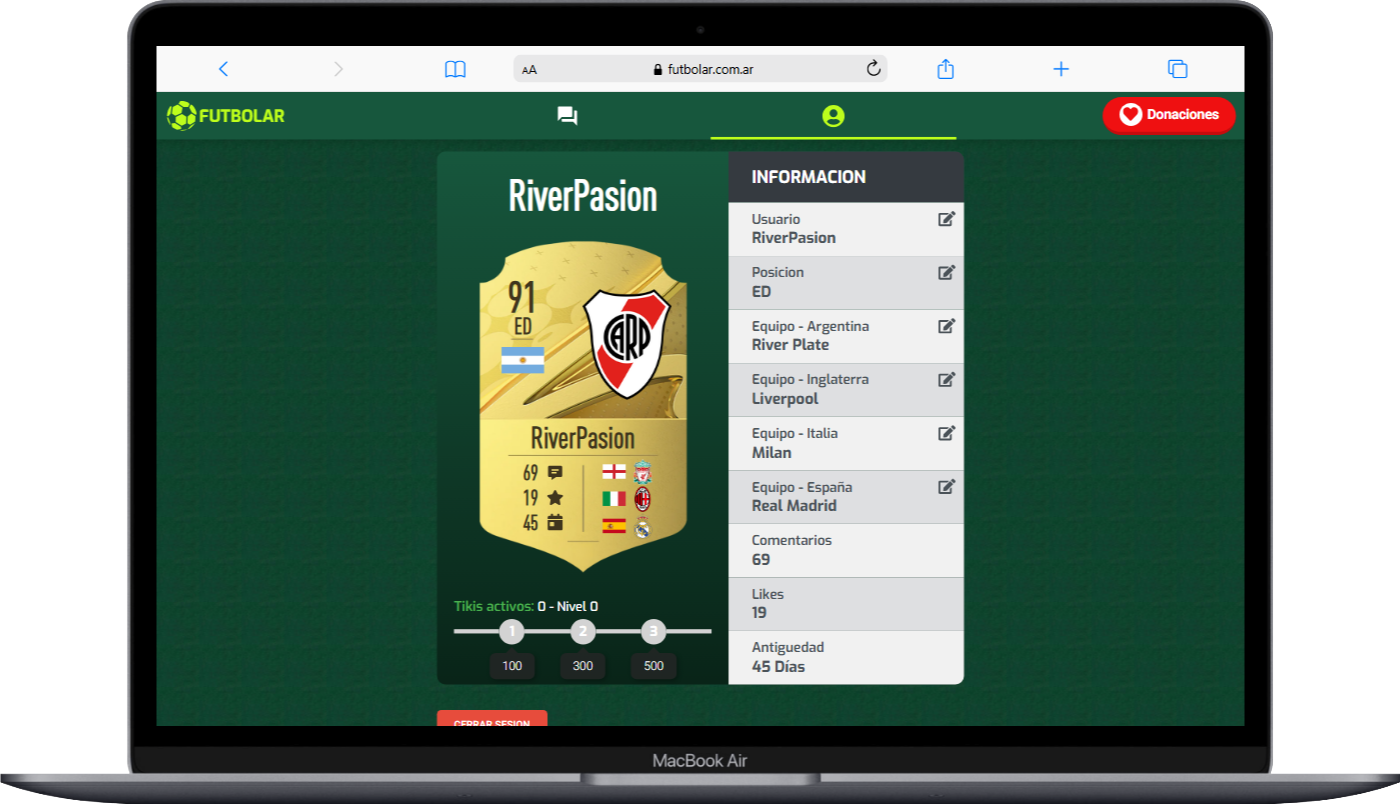 Proyecto Futbolar laptop