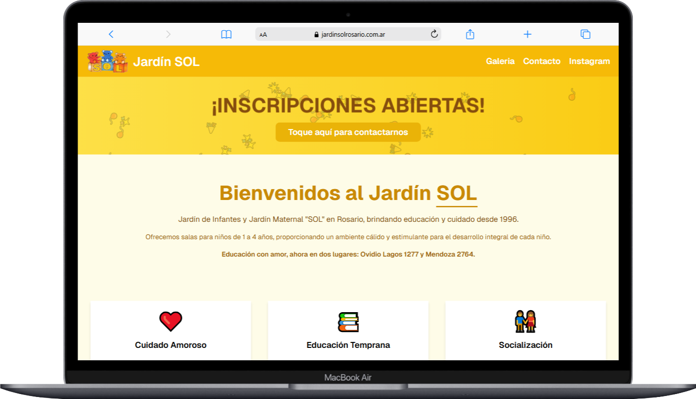Proyecto Jardín de Infantes SOL laptop